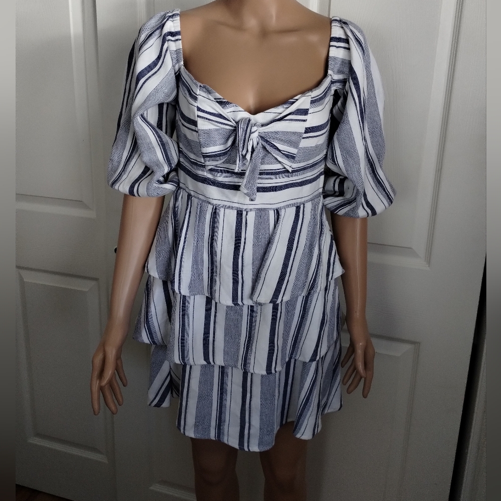 Parker Striped Off-Shoulder Dress 0